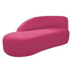Divã Recamier Curvo Luna 140cm Lado Esquerdo Suede - Doce Sonho Móveis Pink