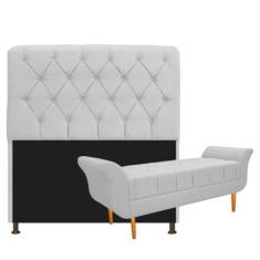 Kit Cabeceira Lady e Recamier Ari 140 cm Casal Suede Branco - Doce Son