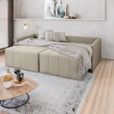 Sofá Cama Baraúna Retrátil e Reclinável 3 lugares 1,80m em Linho CabeC