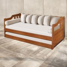 Sofá Cama com Cama Auxiliar em Madeira Zurique Atraente Móveis Castanho