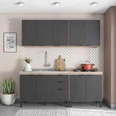 Cozinha Compacta Firenze 04 Peças 10 Portas 02 Gavetas Demóbile Avena Touch/grafito
