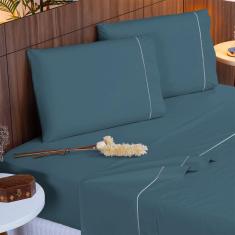 Lençol Ponto Palito 400 Fios Casal 4pçs 2,50m x 2,05m