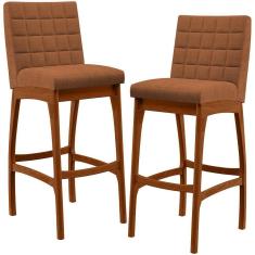 Kit 02 Banquetas Alta Para Cozinha Sala De Jantar Fixa Mila B04 Bouclê Terracota