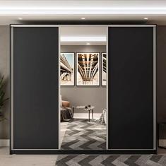 Guarda Roupa 3 Portas de Correr com 1 Espelho e 3 Gavetas Belluno RR Móveis