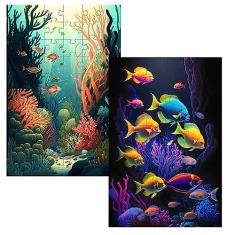 Kit 2 Quebra-cabeças Cognitivos Fundo do Mar de 90 peças