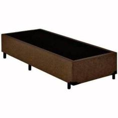 Base Box Solteirão King Blindado Suede Marrom 203x96x40xm