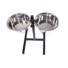 Comedouro E Bebebouro Pet Duplo Ajustável De Inox Para Cães Chalesco, 