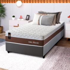 Conjunto Cama Box c/ Molas Ensacadas Venice Marrom Solteiro 96x203x60 