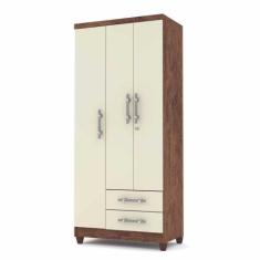 Guarda Roupa Solteiro 3 Portas Line 1001491 Imbuia Rustico Champanhe V