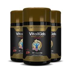 3x vitalkids vitamina c d zinco infantil 30caps mastigavel - HF SUPLEM