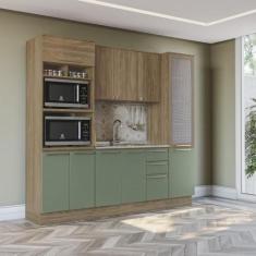 Kit Conjunto Cozinha Completa Balcão Sem Tampo Para Pia Armário Aéreo 