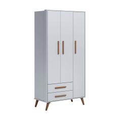 Guarda-roupas 3 Portas 2 Gavetas Retrô Q Charm Cor 0009-74-cinza Acetinado
