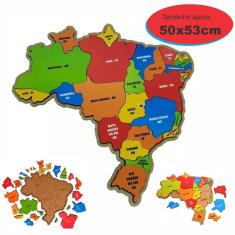 Quebra-Cabeça Mapa do Brasil em mdf 3mm 50x53 cm