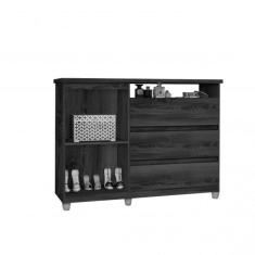 Cômoda 3 Gavetas 1 Porta Sky Móveis Primus Amêndoa Wood