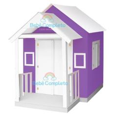 Casinha De Brinquedo Infantil 120cm Em Madeira Com Varanda - Bebê Comp