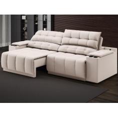 Sofá com Porta Copos Carregador USB Ret Rec Samurai 2,30m Velosuede Ar