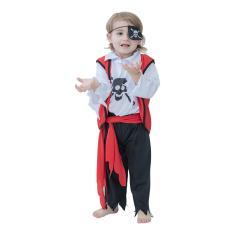 Fantasia Infantil Menino Pirata Tapa Olho Temático Vermelho