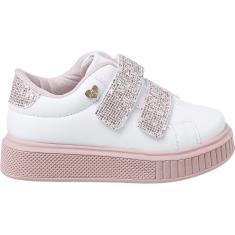 Tênis Infantil Pé com Pé Casual Juliette Com Glitter Branco Menina-Feminino