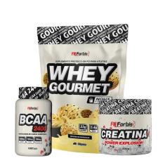 Kit Whey Protein Refil + Creatina 300g + BCAA 100 cáps Gourmet - FN Forbis Nutrition-Unissex