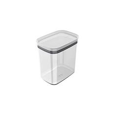 OU OB600BCF, Pote Hermético Médio Retangular com Tampa 1.5 Litros Porta Mantimentos Cozinha, cor Branco, Poliestireno Silicone