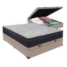 Cama + Box Bau Casal Colchão Extra Firme Ortobom D45 Airtech