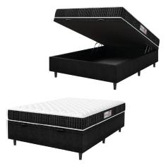Cama Box Baú Colchão Casal Espuma D33 New Millenium 138x60cm Preto/branco Hellen Preto