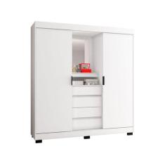 Guarda-roupa Casal com Espelho 2 Portas de Correr 4 Gavetas Araplac Si