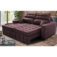 Sofá Retrátil e Reclinável 2,00m Molas Ensacadas e Costura Tripla Cama Inbox Japão Velusoft Vinho