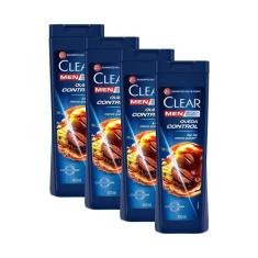 Kit 4 Shampoos Clear Men Anticaspa Queda Control 400ml