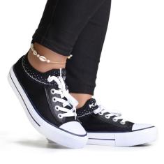 Tênis Feminino All Meia Star Kalum Casual Confortável Oferta, 35, Pret