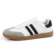 Tênis Feminino Casual Cano Baixo Confortável Branco e Preto - MKSHOES,