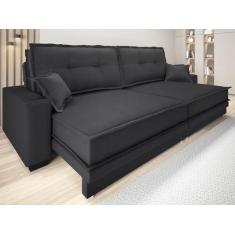 Sofá Palermo 2,40m Retrátil e Reclinável Linho Soft Grafite - NETSOFAS