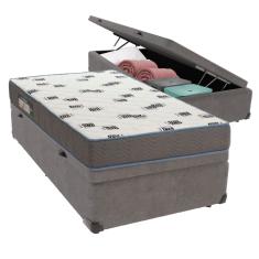 Cama Box Solteiro com Bau Ortobom D33 Light Bege