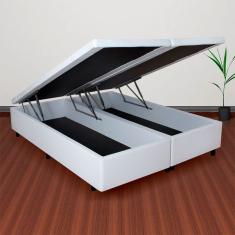 Cama Box Baú King 193x203cm Em Courino Branco