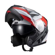 Capacete Texx Escamotável Gladiator V3 Reisen, Vermelho Branco, 56