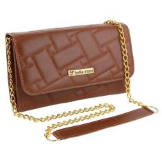 Bolsa Feminina Clutch Carteira Alça com Corrente e Divisória-Feminino