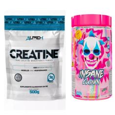 Kit Creatina Alpex 100% 500g + Insane Clown 350g Demons Lab-Unissex