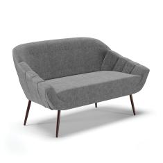 Namoradeira 02 Lugares Giovana Linho Grafite A26 Pés Palito de Ferro - D'Rossi