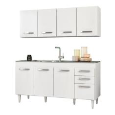 Armário Aéreo Panamá E Balcão Gabinete De Pia 160cm áustria - Lumil Móveis Branco