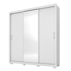 Guarda Roupa Casal Residence 3 Portas de Correr 2 Gavetas MDP Branco Demóbile
