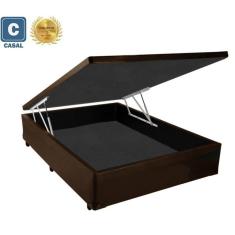Cama Box Baú Solteiro Gold AColchões Síntetico Marrom 41x138x188
