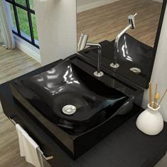 Kit Cuba Q440 com Torneira Pratika 1060 Metal e Válvula Click 1 Pol. Sifão Pvc e Flexível Compace Preto