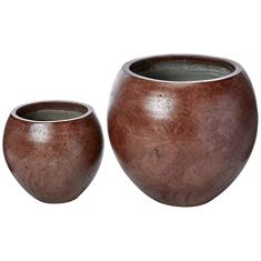 KIT CACHEPOT DE PISO EM CIMENTO - 2 PÇS