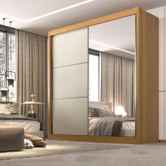 Guarda Roupa Casal 2 Portas 6 Gavetas 100% MDF Coliseu Cinamomo/Off White