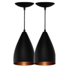 Kit 2 Pendentes Vegas (Preto Textura / Bronze)