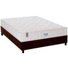  Cama Box Casal: Colchão Molas Ensacadas Plumatex MasterPocket Miami + Base CRC Suede Brown(138x188)