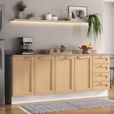 Cozinha Modulada 2 Peças com Tampo 2 Balcões Arizona Cabecasa Madeiramadeira Figueira