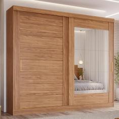 Guarda-roupa Casal 2 Portas de Correr 8 Gavetas com Espelho 100% Mdf Siena Espresso Móveis Cinamomo
