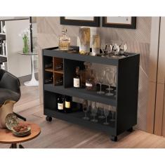 Aparador com adega sala bar w horse luxo preto/caramelo
