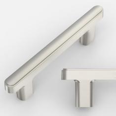 Amerdeco Pacote com 10 ferragens de armário de níquel acetinado escovado - Puxadores de gaveta central de orifício de 76 mm para cozinha, banheiro, cômoda ZH0065